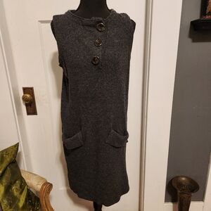 Charcoal Wool Tunic Sweater Dress